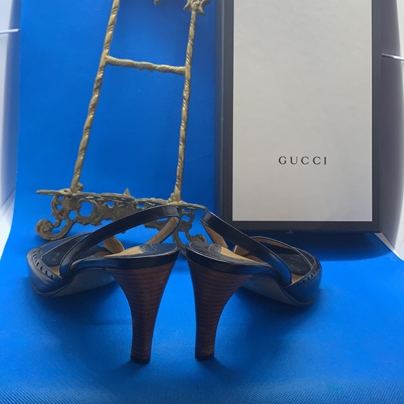 Gucci gorgeous black leather open toe mules/ sandals heels size 36.5 C - Picture 8 of 8